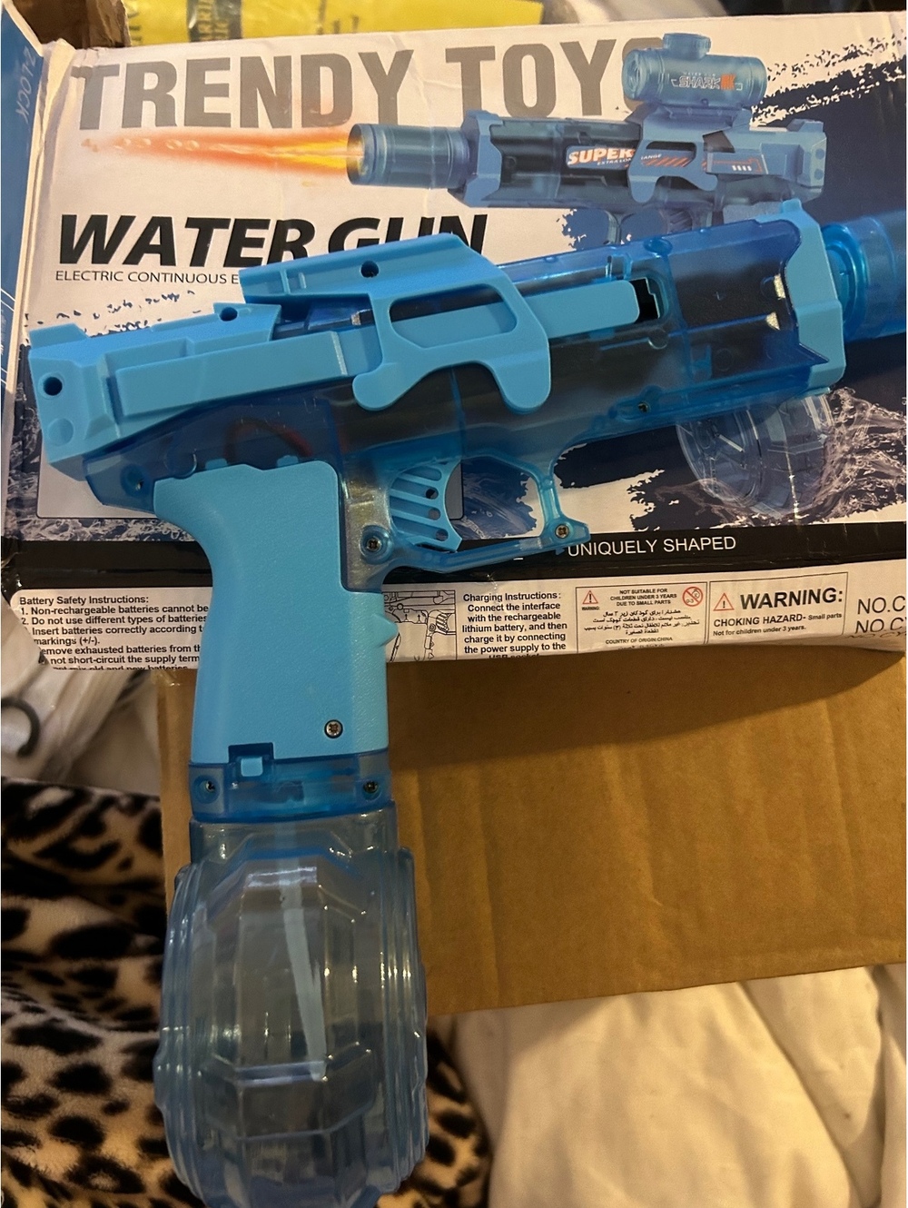 Trendy Toy Electric Continuous Water Gun - Blue Plastic Kids